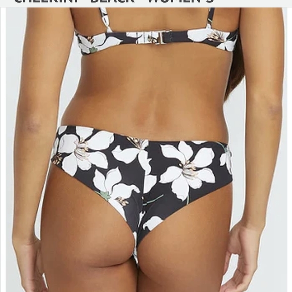 Volcom Black and White Floral Bikini Bottom - Picture 1 of 4